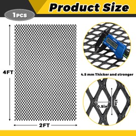 Gisafai 7 Gauge 1'' x 1/2'' Steel Expanded Metal Sheet Flattened Metal Mesh Sheet Steel Mesh for BBQ Grill Smokers, Black(1 Piece, 48 x 24 Inches)