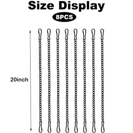 FWKAILEPING 8 Pcs Stained Glass Window Hanging Chain,20inch Premium Decorative Chains for Colorful Glass Windows Sun Catchers and Ornaments Perfect for Walls Gardens and Kitchens （ Black）