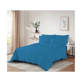 Dazzle Collection®100% Egyptian Cotton Sheet 200 Thread Count Bed Flat Sheet Hotel Quality Bedding Set Soft & Crisp Cotton Caravan Campervan (Teal, Double)