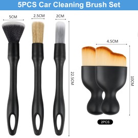TOCOZOC 5 Piezas Cepillo de Limpieza para Coche, Kit de Cepillo para Detallar Cuidado Auto Coche, Cepillos para Lavar el Interior del Coche, Cepillo Suave para Coche para Salpicadero, Exterior