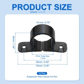 PATIKIL Suspension Pipe Clamps 1 Inch, 10 Pack Standard Tubing Supports for Pex Copper CPVC Pipe, Black