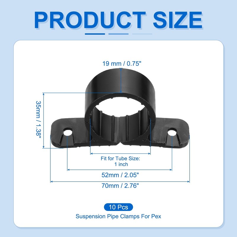 PATIKIL Suspension Pipe Clamps 1 Inch, 10 Pack Standard Tubing