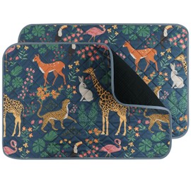 IEUUMLER Washable Pee Pads for Dogs, 2 Pack Forest Pattern Reusable Waterproof Puppy Pads, Non-Slip Super Absorbent Dog Training Pad for Playpen Crate Bed EU013 Navy Blue Jungle, 24x18