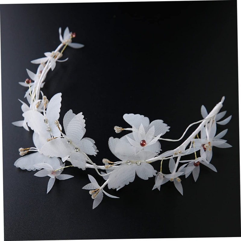WOONEKY White Butterfly Chiffon Soft Chain Headband for Women Elegant