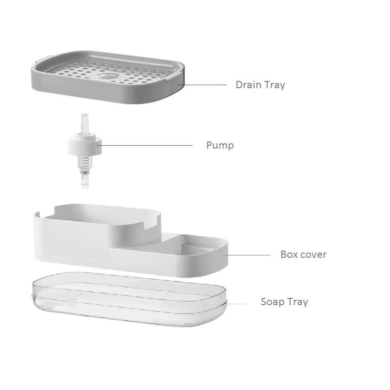Dishwashing Liquid Soap Dispenser with Pump, Sponge Holder & Metal