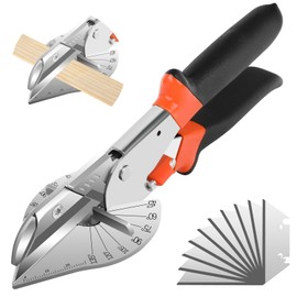 Miter Shears - 45 to 135 Degree Multi Angle Trim Cutter, Gasket Shear for Cutting Soft Wood, Plastic, PVC and More, Including 10 Spare Blades