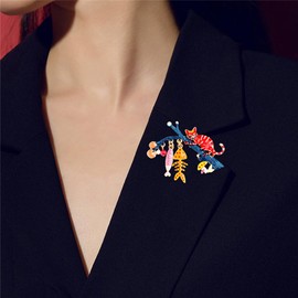 Dripping Oil Cat and Fish Brooch, Adorable Cat Backpack Badge, Enamel Animal Cat Fishing Brooch Pin, Cartoon Lapel Badge Pin for Jackets, Hats, Bags, Metal