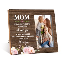 Qiwog Mother Photo Frame - Mom Thank You And I Needed To Say I Love You - Best Mom Ever Wooden Tabletop Picture Frame With Stand - Birthday Mother's Day Gift For Mom From Daughter Son -B(25)