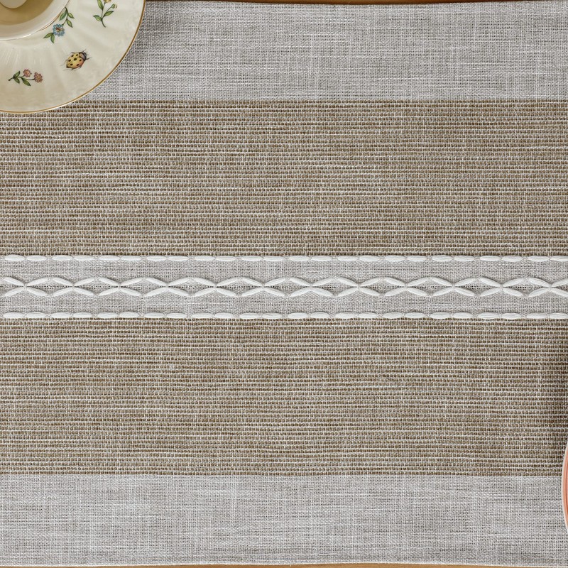 Braided Striped Table Runner Rustic Embroidery Coffee Table Runners for