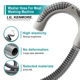 TOMOON 12Ft Universal Washing Machine Drain Hose Flexible Extension Hose with Clamp,Industrial Grade Polypropylene Corrugated,Fit for Most Household Washing Machines(10-Years Warranty)