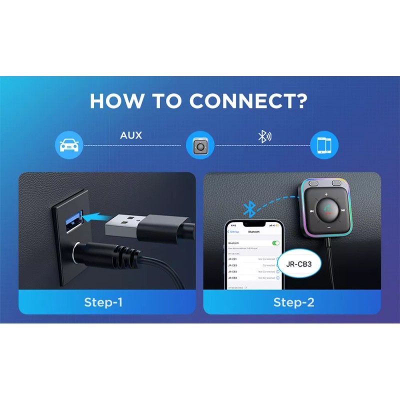 Joyroom Adaptador Bluetooth 5.3 Automóvi Llamadas Doble Micrófono