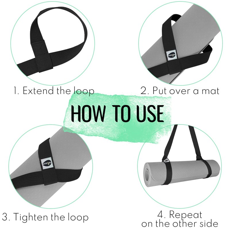 TECEUM Yoga Mat Strap – Black & 30+ Colors –