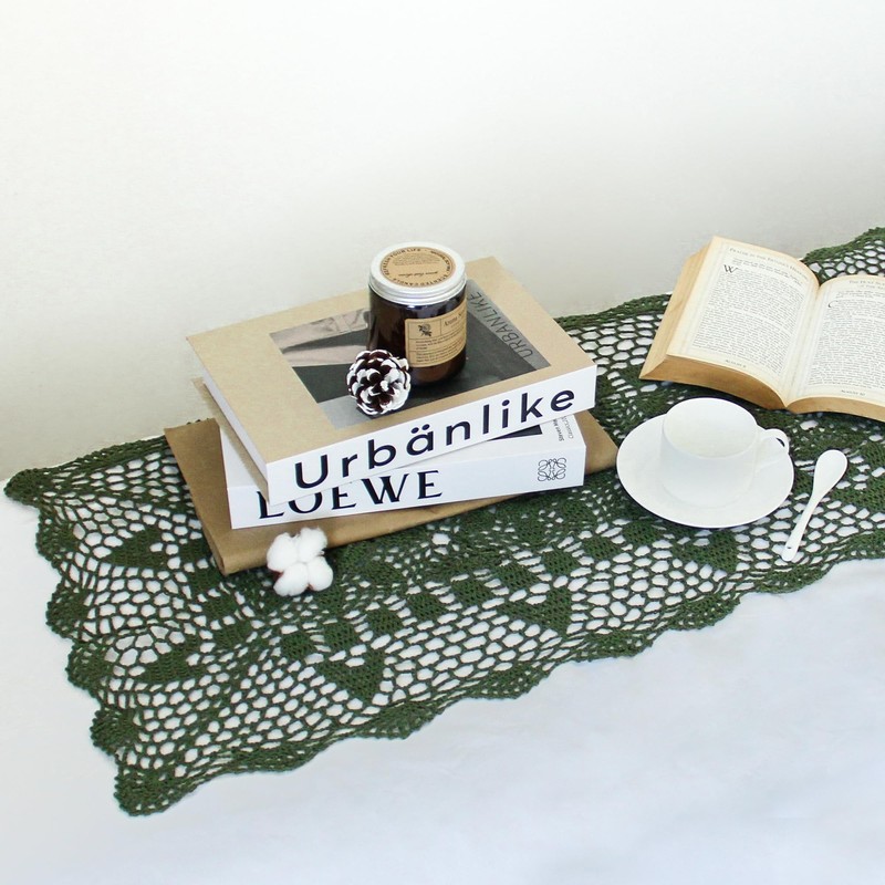 kilofly Handmade Crochet Lace Rectangular Table Runner 15 x 36