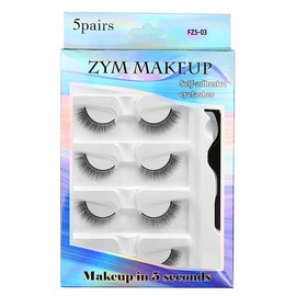 Uytrrsvd Self Adhesive Eyelashes 5 Pairs - No Glue Needed Cat Eye Lashes, Feather-Light Segmented Design, Reusable for Natural Daily Looks (FZ5-03)