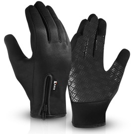Katx Running Gloves Cycling Winter Gloves Men Women Touchscreen Anti Slip Grip Lightweight Thickened Fleece Lining Windproof Outdoor Hiking Driving Thermal Workout Training Gloves (L)