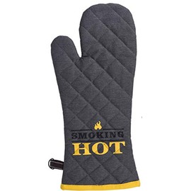 MIK Funshopping Smoking Hot Oven Glove BBQ Glove Ideal for Kitchen and Barbecue. Cotton (Grey)