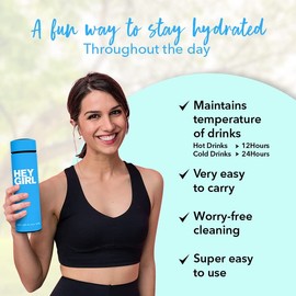 Hey Girl - Botella de infusor de té de 450 ml, botella de agua de acero inoxidable aislada, vaso de té termo con difusor de té, taza de viaje portátil para té de hojas sueltas y agua infundida,