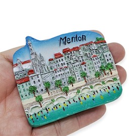 WitnyStore Tiny La Plage des Sablettes in Menton France Western Europe Tourist Attractions Resin Refrigerator Magnet Traveler Souvenir Gift Memento 3D Fridge Magnets