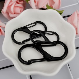 Pack of 20 S Carabiners, 50 mm/40 mm/31 mm Metal Double Carabiner 8 Shaped Carabiner Snap Hook for Camping Home Hiking (Black)