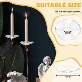 4 Pack Wavy Glass Bobeches for Candlestick Holders, Candle Drip Protectors Wax Catchers, Candlestick Drip Guards, Taper Candle Rings Accessories