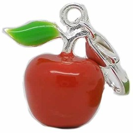 Sexy Sparkles Charm for Bracelets – Red Apple Clip-On Pendant, Fits European Charm Bracelets and Necklaces, Includes Lobster Clasp, 32mm in Length