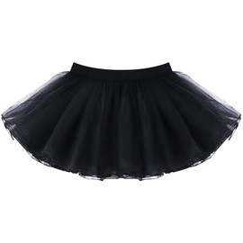 Deesorxin Girls Tutu Skirt Ballet Wrap Skirt 4 Layered Dance Skirt Tulle Skirts for Girls Princess Party Costume Black M4-7 Years