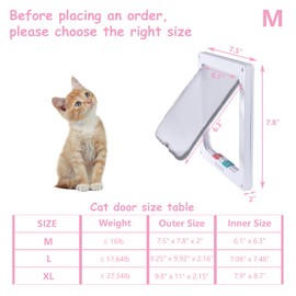 EGETOTA goTeamghjkl Cat Door Flap (Outer Size 7.5" x 7.8"), 4 Way Locking Medium Cat Door for Interior Exterior Doors, Weatherproof Pet Door for Cats Doggie Kitty and Kittens with Circumference < 15.75"