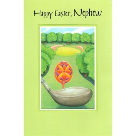 Freedom Greetings Happy Easter Nephew Golf Golfer Golf Course Putting Green Greens Theme Card