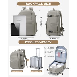 Cypak Lightweight Travel Backpack for Women Men Mochila de Viaje Luggage Backpack with USB Charging Port & Shoe Pouch Airline Approved Personal Item Travel Bag Waterproof Utility Backpack(Gray Brown)