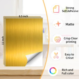 Gold Printable Sticker Paper, 20 Sheets Printable Holographic Gold Sticker Paper, Laser/Inkjet Printing-Letter Size (8.5" x 11")