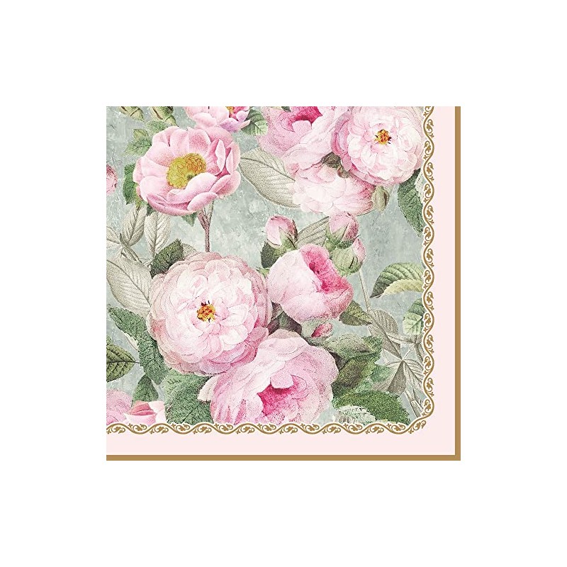 20 Napkins Pink Roses in Blossom Flowers Garden Summer Table
