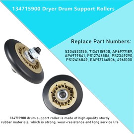 134715900 Dryer Drum Support Rollers & 134793500 Dryer Idler Pulley & 137315300 Dryer Drive Belt - Compatible With Electrolux Frigidaire Dryers Replacement Part Dryer Repair Kit (6PCS)