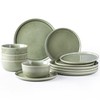 AmorArc Stoneware Dinnerware Sets for 4,Round Reactive Glaze Ceramic Plates