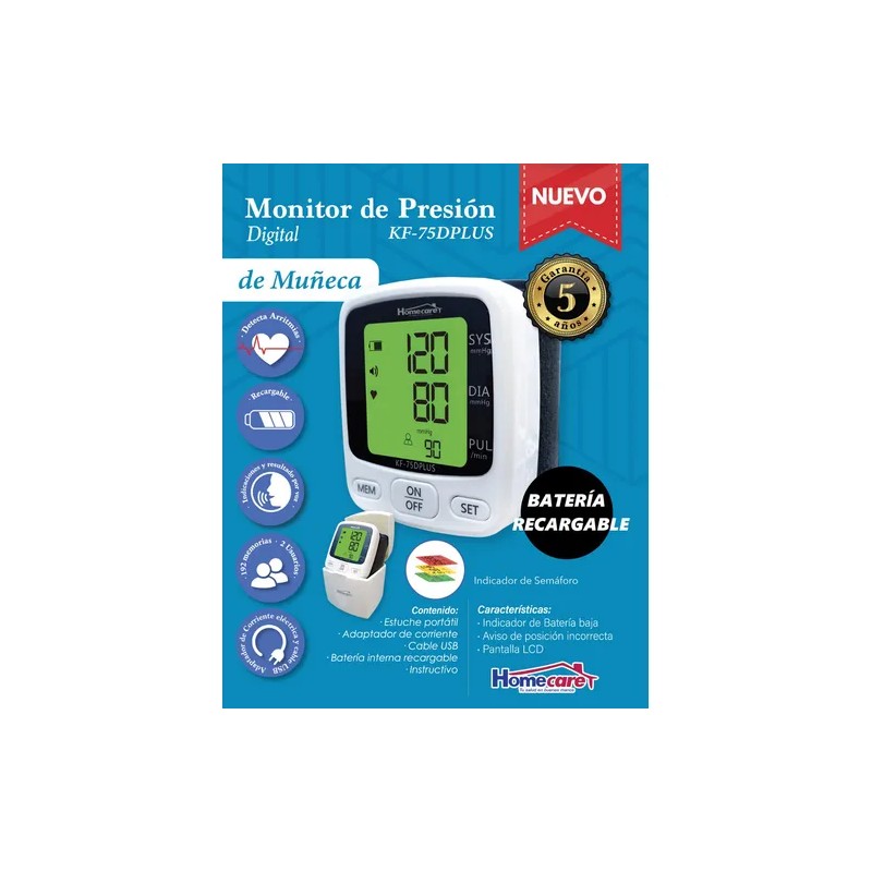 Monitor Presin Arterial Kf-75dplus Homecare Batera Recarg Blanco