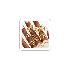 LKingel Gold Chunky Rings for Women Stackable Knuckle Ring Set Open Adjustable Statement Ring Set Gold Jewelry Gift for Women Style4