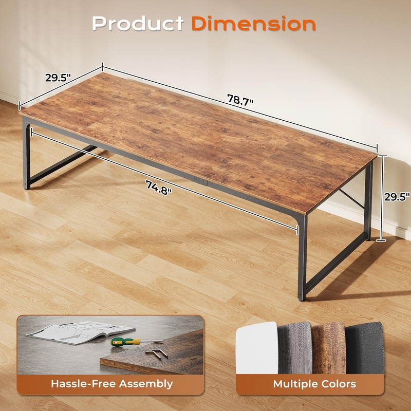 PRAISUN 78.7 X 29.5 Inch Computer Desk with Deeper Desktop,