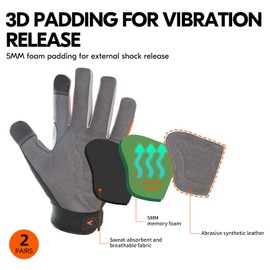 Vgo... 2 Pairs of Spandex and Synthetic Leather Work Gloves for Warehouse, Crafts and Mechanics Work, Inner Foam Layer Palm (SL7584)