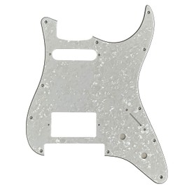 Hanshilunping Electric Guitar Pickguard for Strat Floyd Rose Tremolo HS Humbucker Style (4 Ply White Pearl)