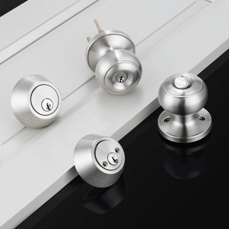 Brotima 3 Pack Keyed Alike Entry Door Knob and Deadbolt