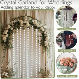 99 Ft Crystal Garland Beads String, Hanging Clear Acrylic Strands, Diamond-Shaped Crystal Garland for Christmas Tree Wedding Party Decorations Handicrafts DIY