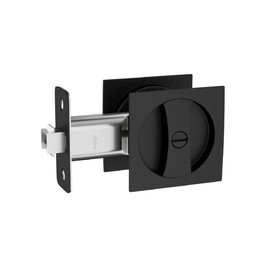 Lethato Pocket Door Hardware Black, Pocket Door Lock, Pocket Door Latch, Matte Black Contemporary Pocket Door Privacy Lock(1 Pack, Square)