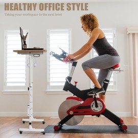 SIDUCAL Portable Standing Desk Adjustable Height, Mobile Stand Up Desk with Wheels, Small Computer Desk for Walking Pad, Rolling Desk for Standing or Sitting, Vintage Oak