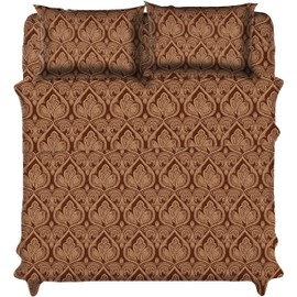 Hannah Linen Bed Sheets Set (Queen, Paisley Brown)