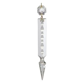 B&P Lamp® 5 Inch (125MM) Prism, Spear Cut, Crystal, Brass Pin