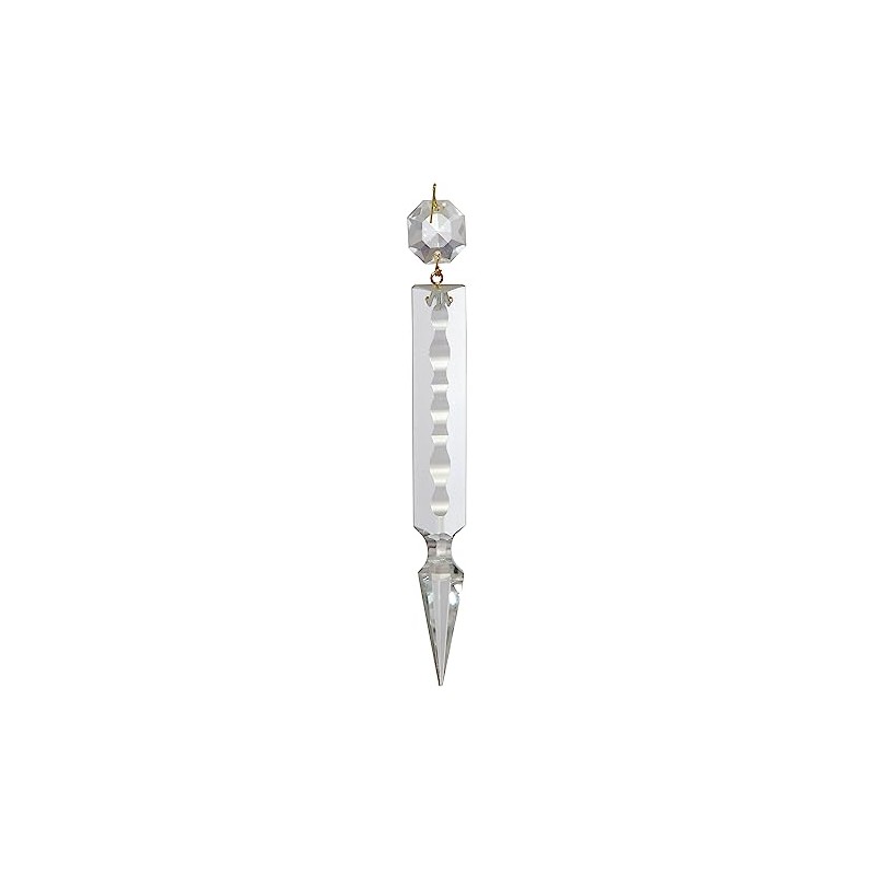 B&P Lamp® 5 Inch (125MM) Prism, Spear Cut, Crystal, Brass