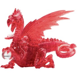 Bepuzzled Deluxe 3D Crystal Jigsaw Puzzle - Red Dragon DIY Assembly Brain Teaser, Fun Model Toy Gift Decoration for Adults & Kids Age 12 & Up, 56Piece (Level 3)