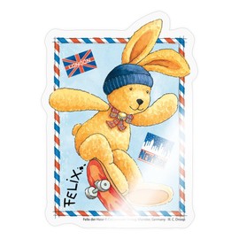 Spreadshirt Felix The Rabbit Skater Stamp London Sticker 10 x 10 cm Transparent Glossy