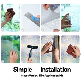 LOVADA Window Privacy Film 45" x 78.7" Rainbow Window Film for Glass Privacy Window Film Decorative Window Coverings Static Cling Window Stickers & Films for Glass Windows Renter Friendly Decor