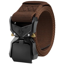 BENADON Men's Tactical Belt, No Holes, Casual, Nylon, Stepless Adjustment, Upgraded, Alloy Buckle, Military, Outdoors, Work, Climbing, Self-Defense Forces, Tactical Large Size, Braun