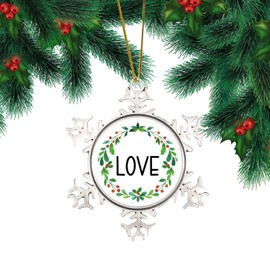 DOREENABE Pewter Snowflake Ornament Winter Holiday Christmas Xmas Gift Christmas Decoration Keepsake Ornament Christmas Wreath Love Christmas Ornaments Ornament for Christmas Tree